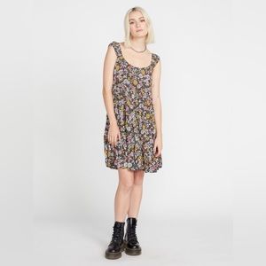 Volcom Floral Short Cap Sleeve Relaxed Babydoll Dress Small